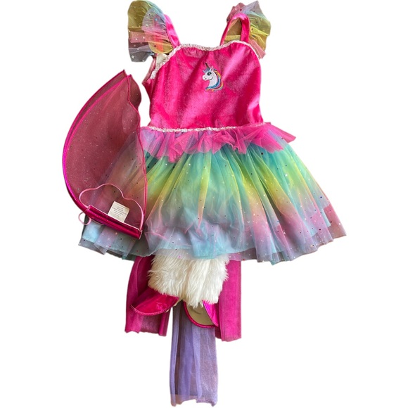 Girls 3 pc unicorn halloween costume size 7/8 in excellent condition - Picture 4 of 8